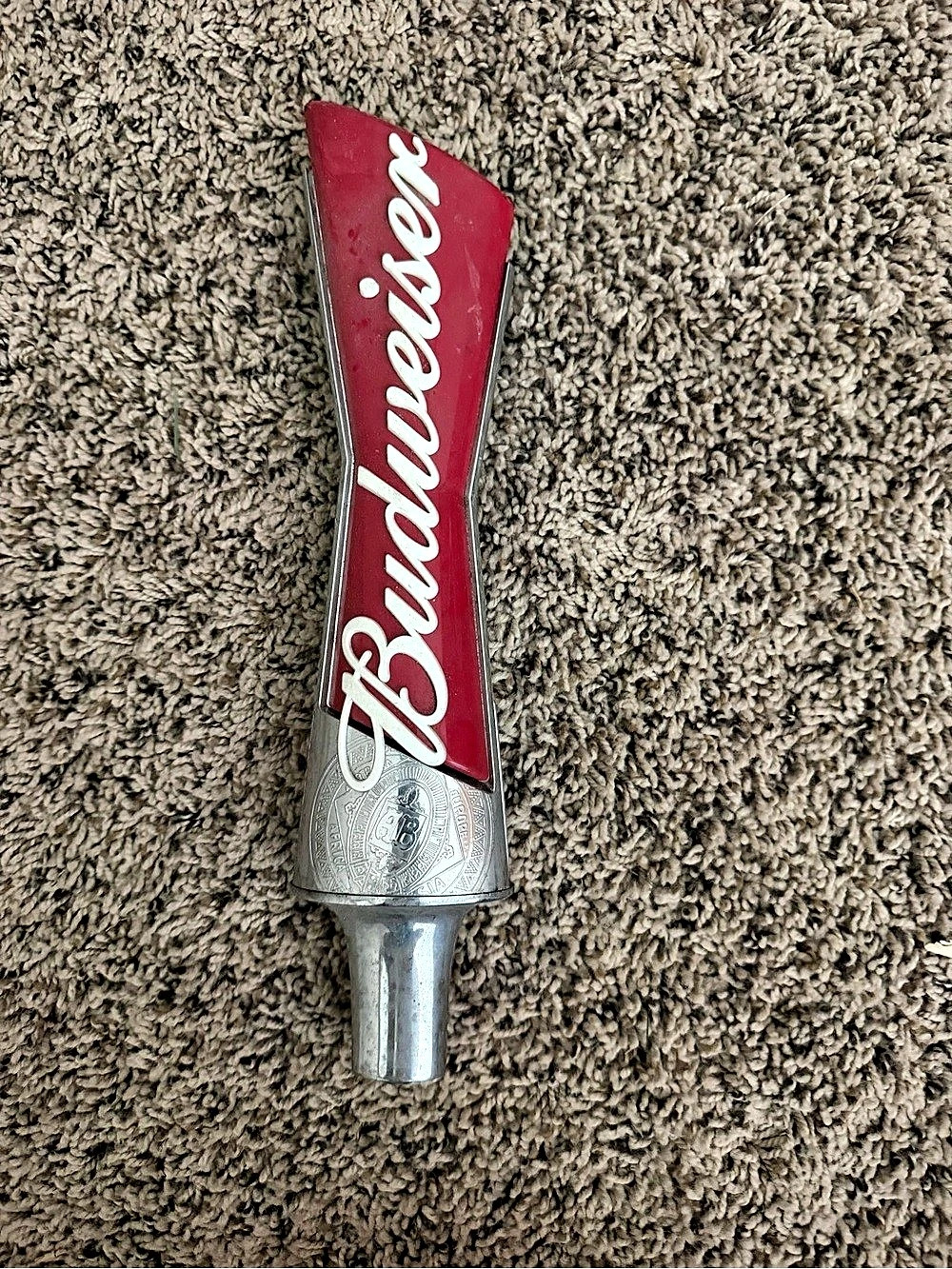 Budweiser Red Script Tap Handle Lipstick Tube Red & Silver NWT